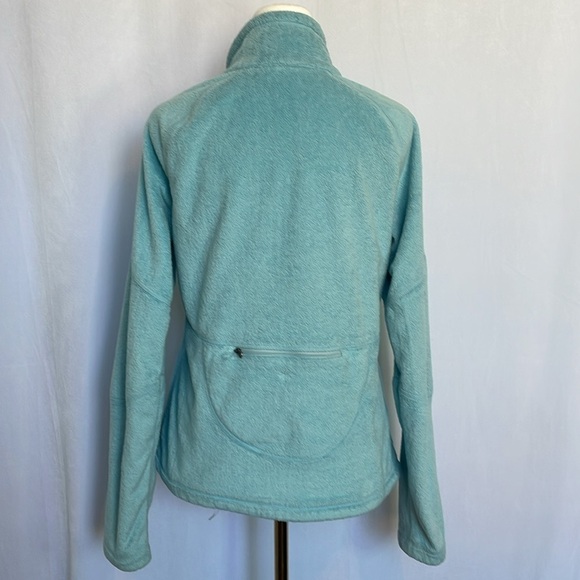 Athleta Teddy Bear Teal Sherpa Pullover 1/4 Zip Sweater Jacket Size M Fuzzy Warm - Picture 4 of 11